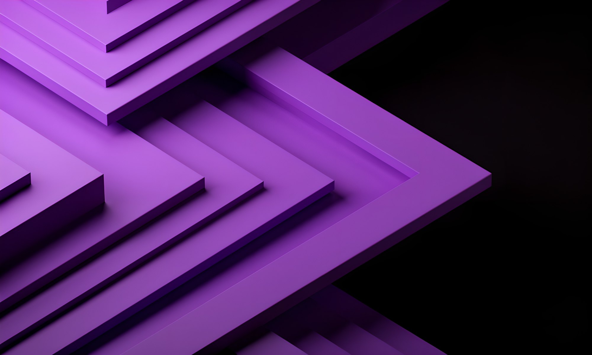 Layered violet architectural planes stepping toward a point, suggesting structure beneath a refined surface